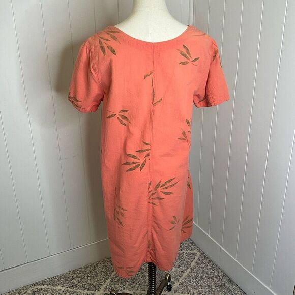 Color Me Cotton CMC Womens Size Small Mini Dress Orange Floral Short Sleeves - Picture 7 of 12